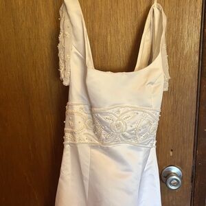 David's Bridal White Wedding Dress with Beaded Details